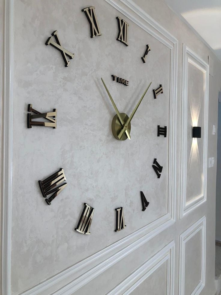 Modern 3D DIY Wall Clock – Minimalist Large Decorative Timepiece