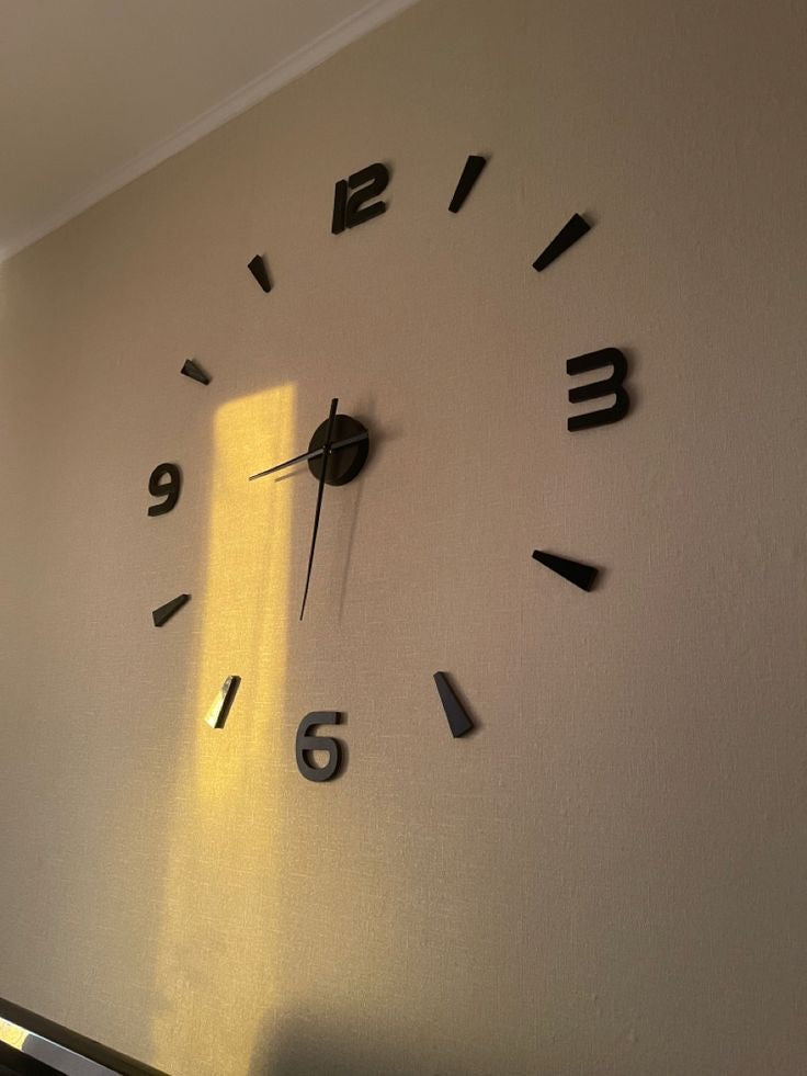 Modern 3D DIY Wall Clock – Minimalist Large Decorative Timepiece
