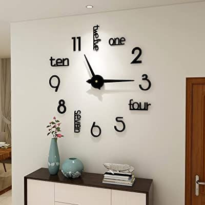 Modern 3D DIY Wall Clock – Minimalist Large Decorative Timepiece
